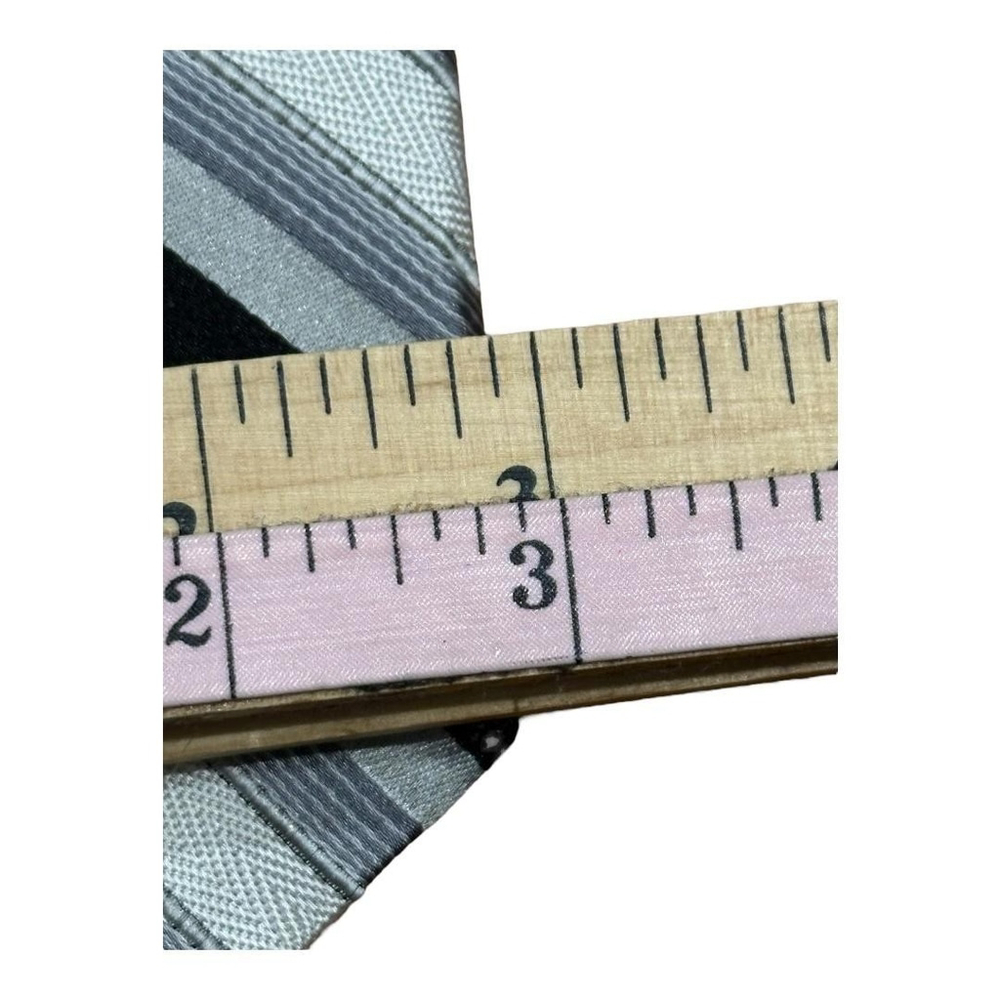 Joseph & Feiss Tie Mens One Size Gray Black Striped 100% Silk Necktie Formal - Picture 4 of 7